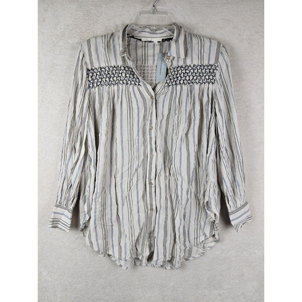 Floreat Anthropologie Women's Long Sleeve Button Front Top Petites Size XSP